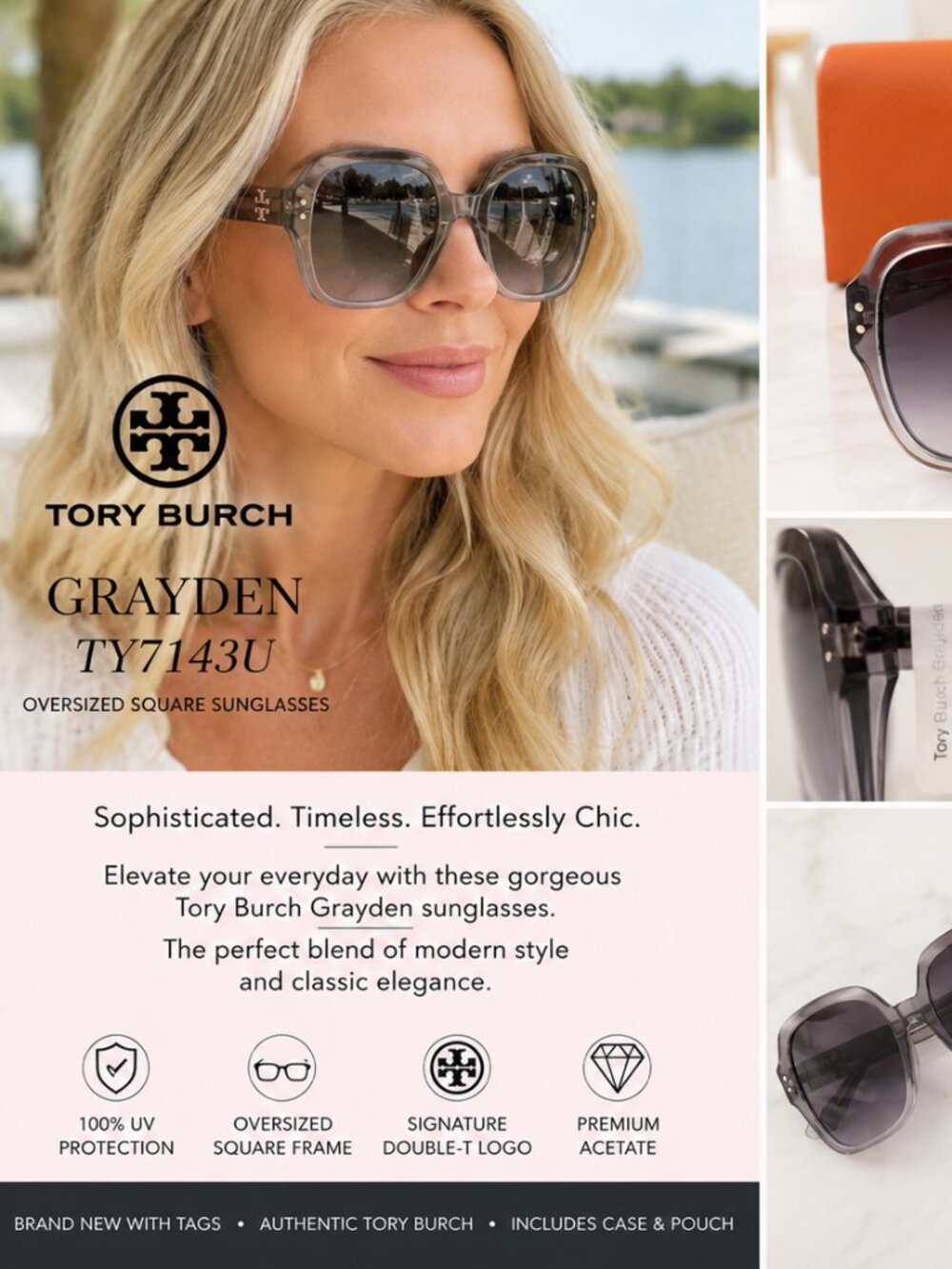 Authentic Tory Burch Grayden TY7143U Oversized Sunglasses – Brand New with Tags